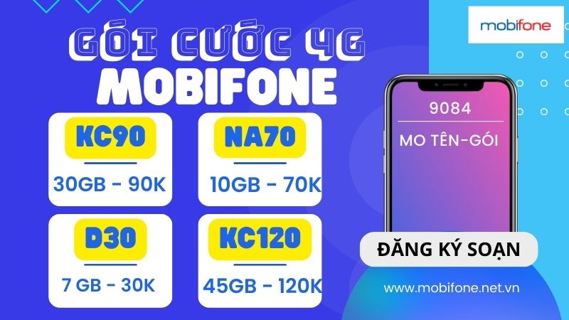 Các gói 4G MobiFone tháng chỉ ưu đãi data 4G