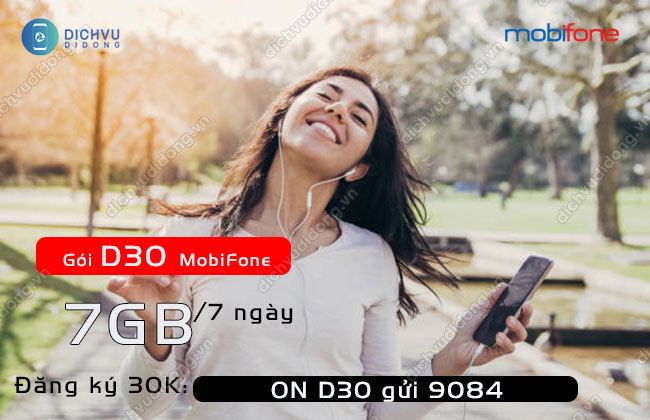 Gói cước 3G MobiFone cho thuê bao trả trước - Gói cước D30
