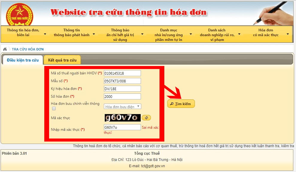 tra cứu hóa đơn điện tử trên tổng cục thuế